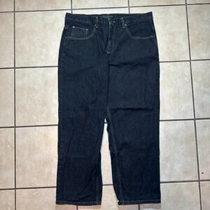 Vintage Y2K Anchor Blue Jeans Baggy Black Denim Pants Mens 40x30 Skate Grunge